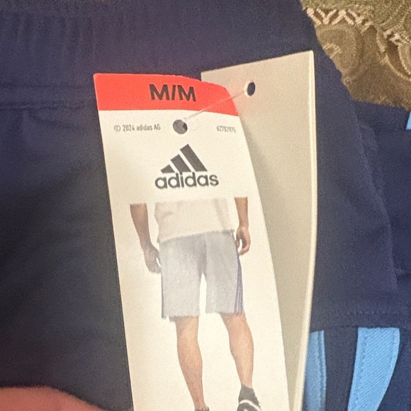 Adidas Men's Navy and Light Blue Athletic Shorts - Picture 4 of 4
